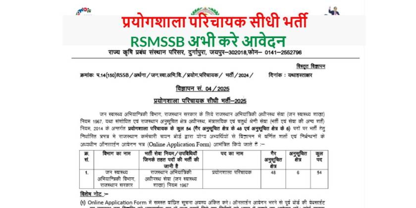 Lab Attendant Vacancy 2025
